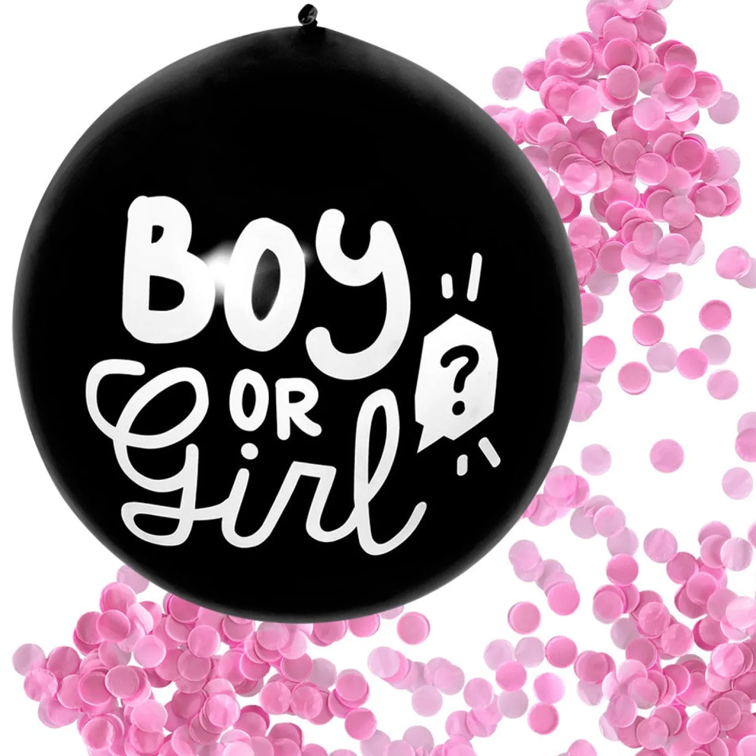 Boy or Girl kumipallo vaaleanpunainen konfetti 60 cm