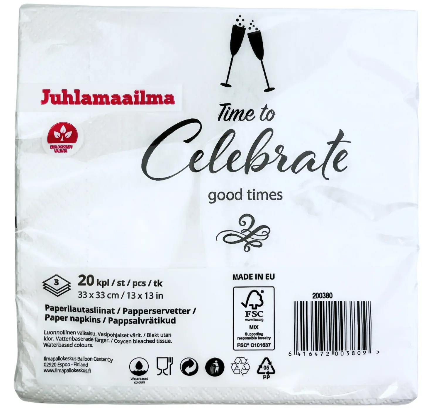 Celebrate lautasliina valkoinen 33 x 33 cm 20 kpl/pkt