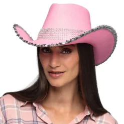 Cowboy hattu paljeteilla, pinkki