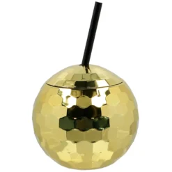 Discopallo juomamuki pillillä kullanvärinen