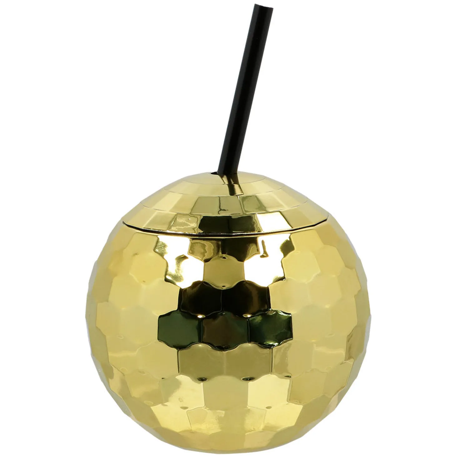 Discopallo juomamuki pillillä kullanvärinen