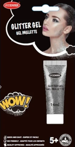 Glittergeeli hopeanvärinen 14 ml tuubi