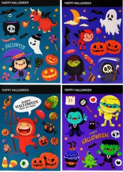 Halloween staattiset ikkunatarrat, lajitelma 4 erilaista
