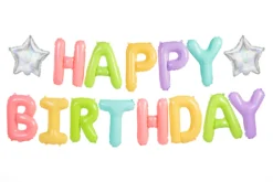 Happy Birthday ilmalla täytettävä foliopallosetti
