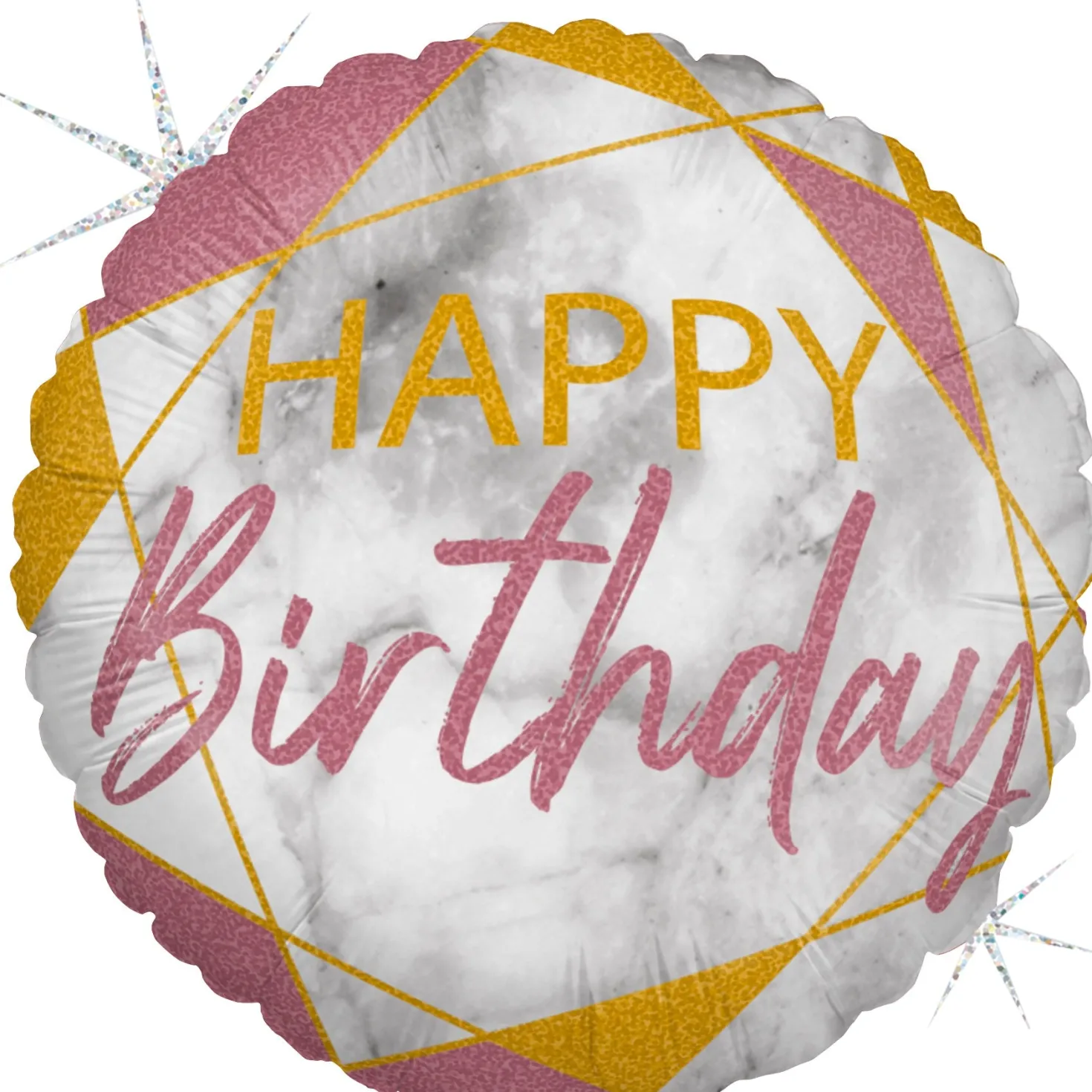 Happy Birthday marmori ruusukulta foliopallo