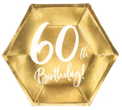 Happy Birthday 60 pahvilautanen korkeakiiltokulta 6 kpl/pkt