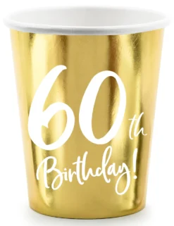 Happy Birthday 60 pahvimuki korkeakiiltokulta 6 kpl/pkt