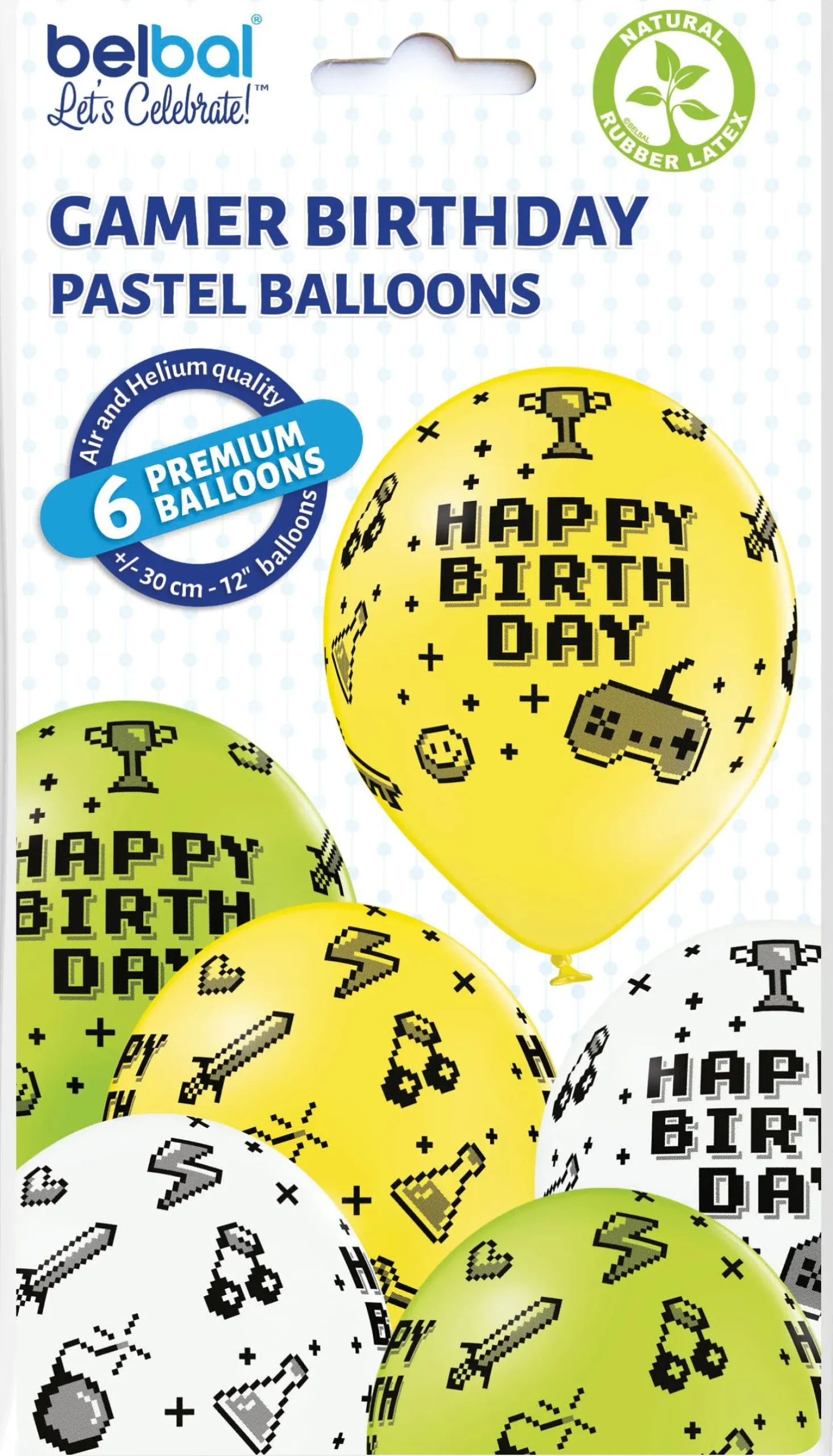 Happy Birthday pelimaailma ilmapallo 30 cm 6 kpl/pss