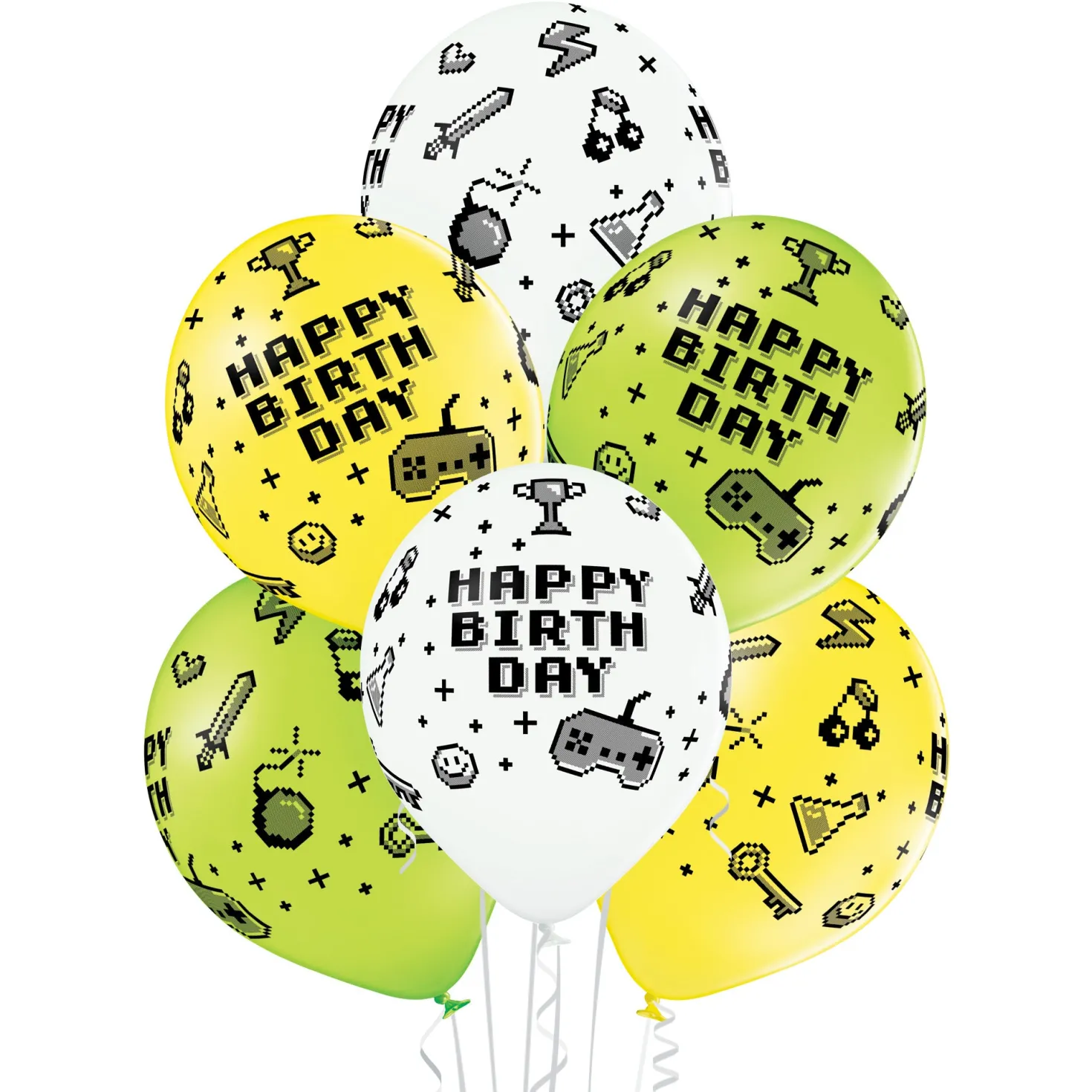 Happy Birthday pelimaailma ilmapallo 30 cm 6 kpl/pss