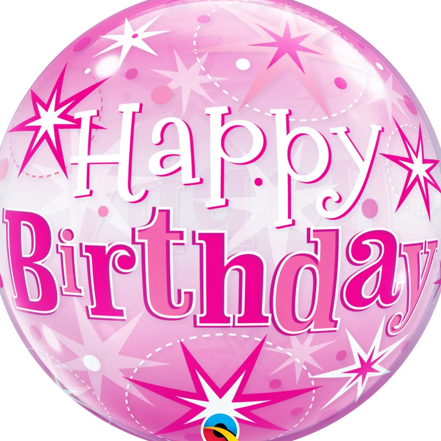 Happy Birthday pinkki läpikuultava kuplailmapallo