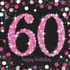 Happy Birthday 60 pinkki suuri lautasliina 16 kpl/pkt