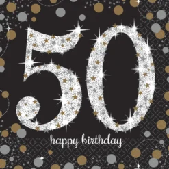 Happy Birthday 50, suuri lautasliina 16 kpl/pkt