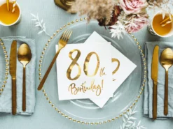 Happy Birthday 80 valkoinen suuri lautasliina 20 kpl/pkt