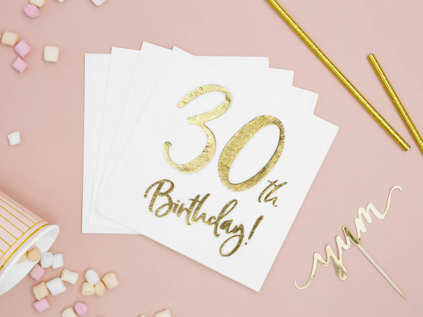 Happy Birthday 30 valkoinen suuri lautasliina 20 kpl/pkt