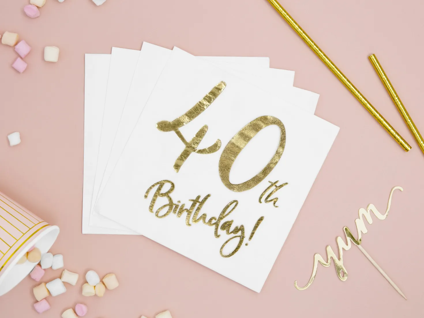 Happy Birthday 40 valkoinen suuri lautasliina 20 kpl/pkt