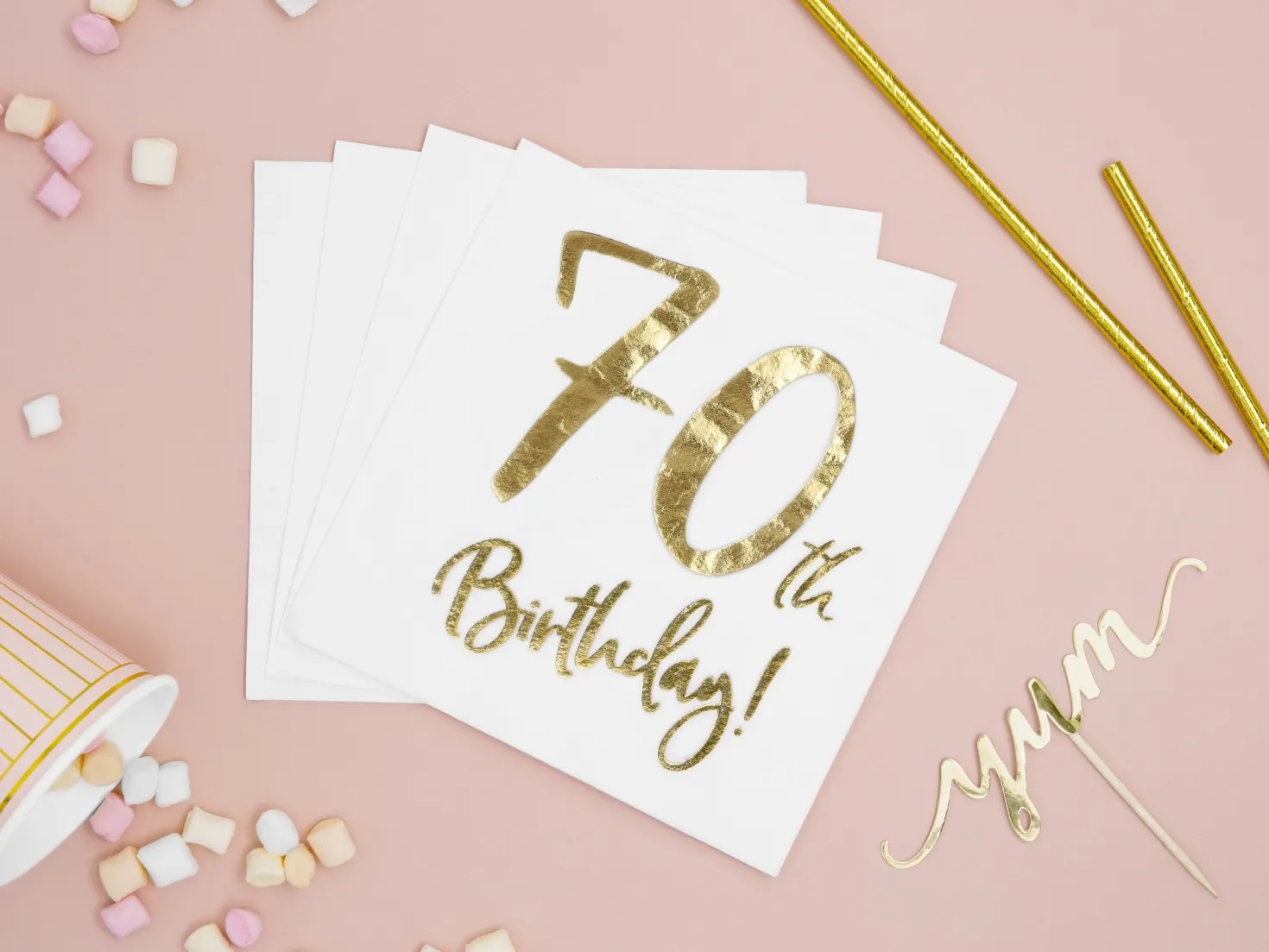 Happy Birthday 70 valkoinen suuri lautasliina 20 kpl/pkt