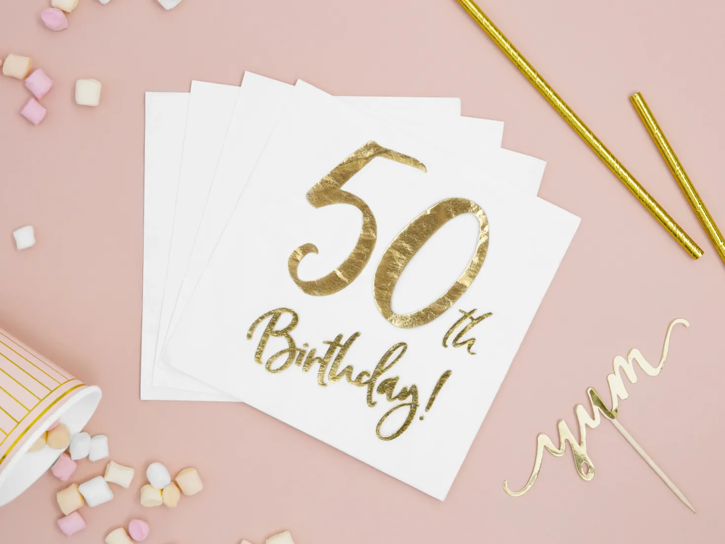 Happy Birthday 50 valkoinen suuri lautasliina 20 kpl/pkt