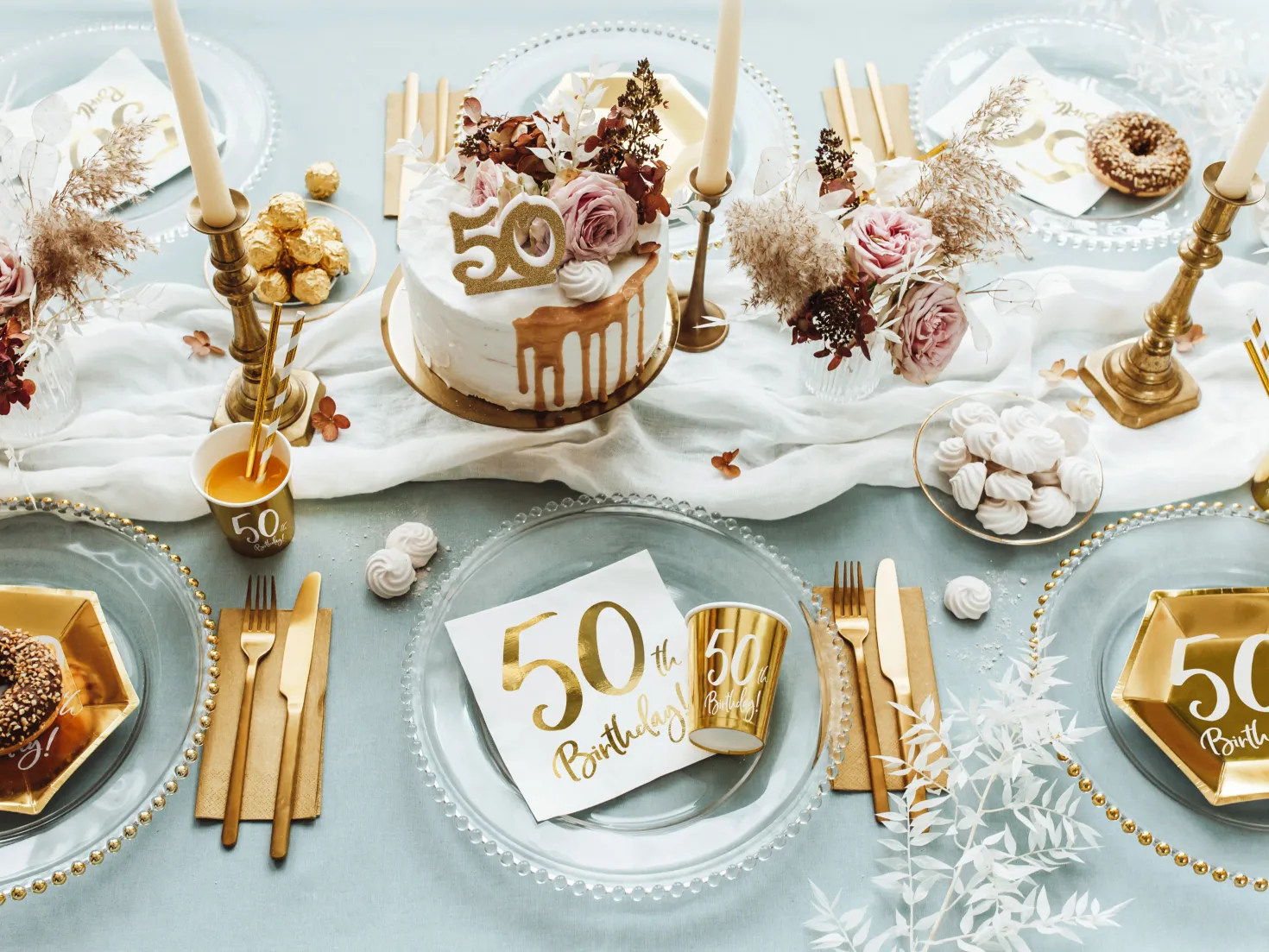 Happy Birthday 50 valkoinen suuri lautasliina 20 kpl/pkt