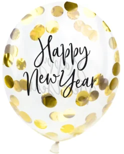 Happy New Year konfetti-ilmapallo 27 cm 3 kpl/pss