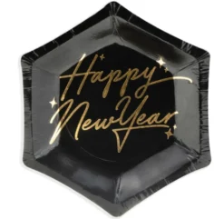 Happy New Year pahvilautanen 12,5 cm 6 kpl/pkt