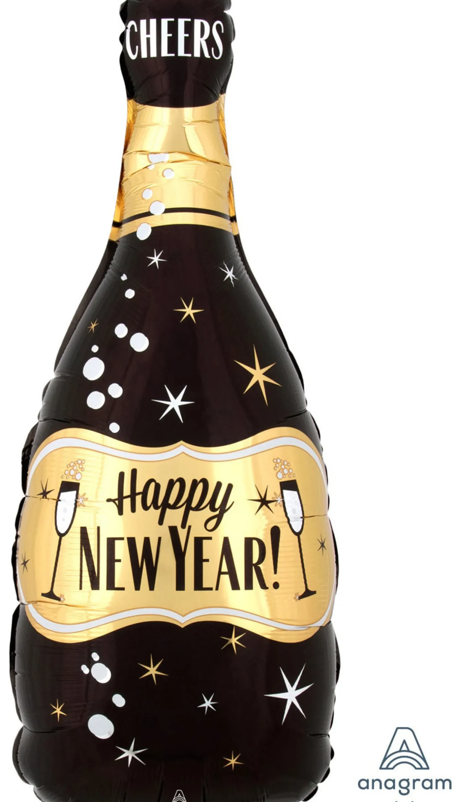 Happy New Year shampanjapullo kultamusta pienmuotofolio