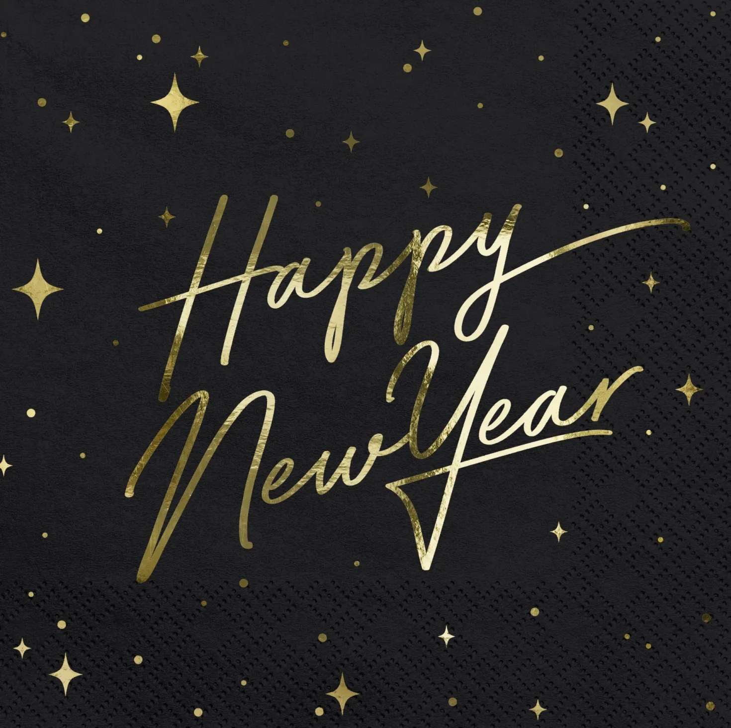 Happy New Year suuri lautasliina musta 20 kpl/pkt