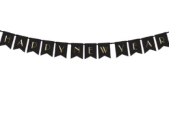 Happy New Year viirinauha musta 15 x 170 cm