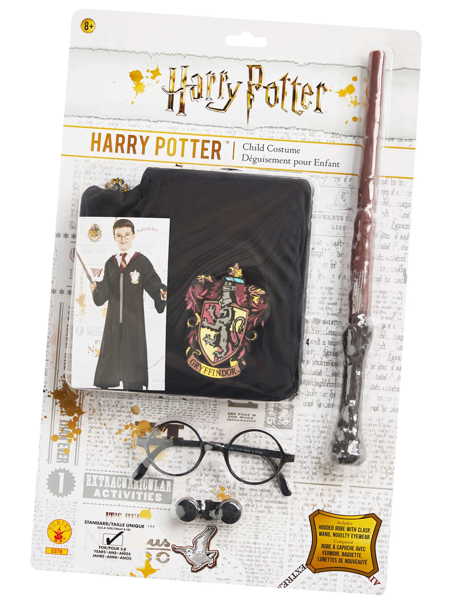 Harry Potter asusetti; kaapu, lasit ja taikasauva