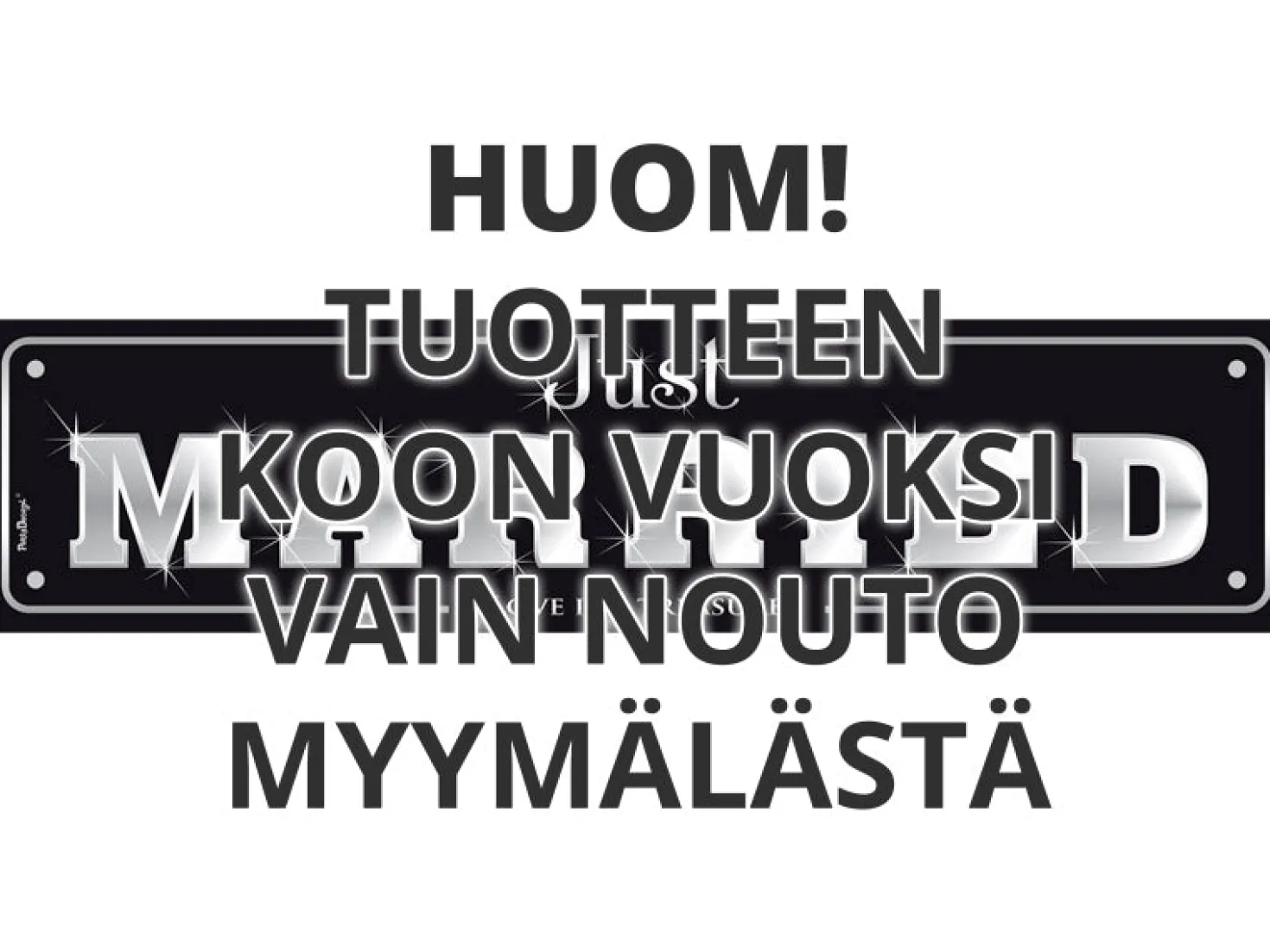 Hääkyltti pahvia, "Just married" hopea 1 kpl
