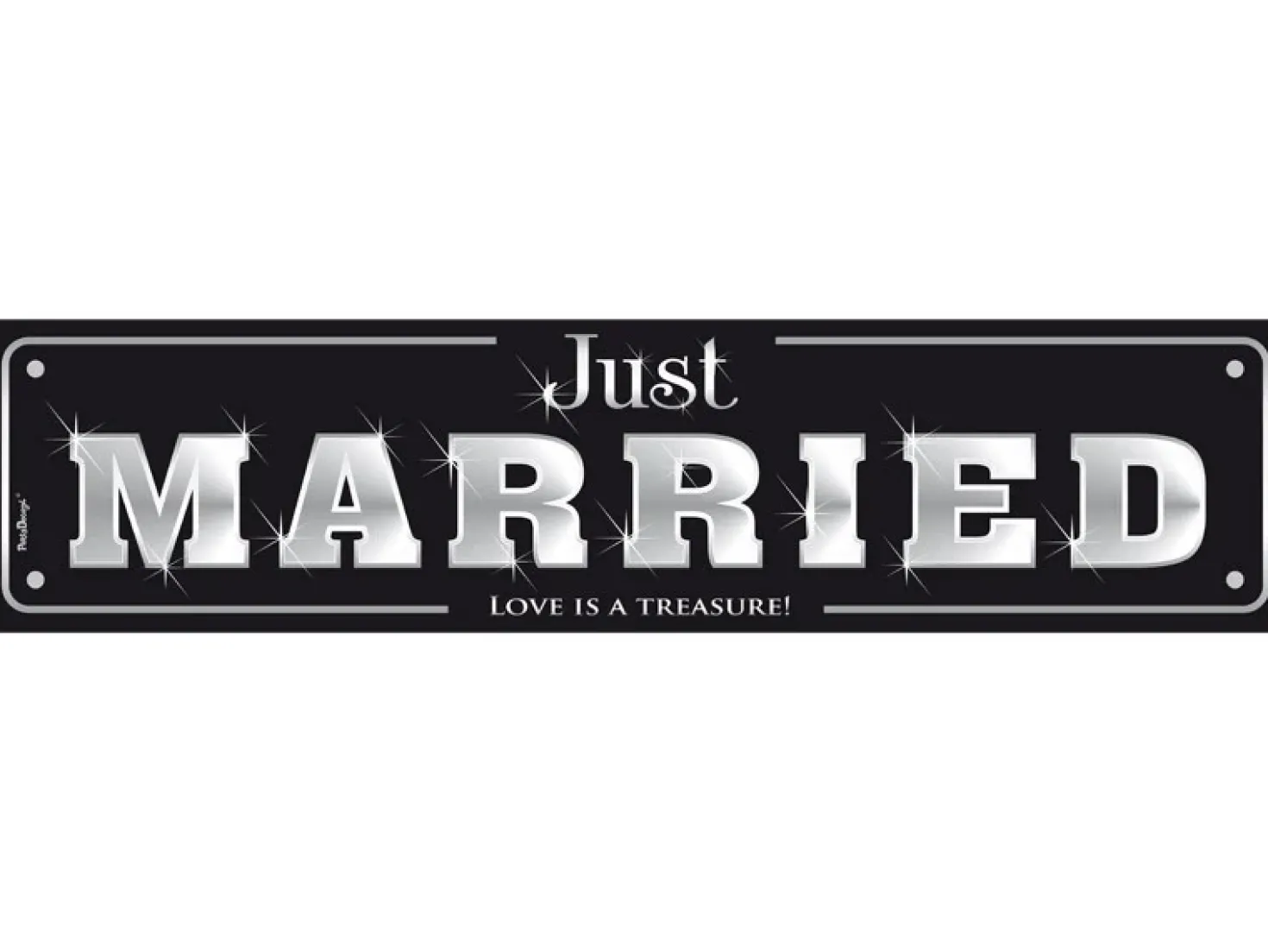Hääkyltti pahvia, "Just married" hopea 1 kpl