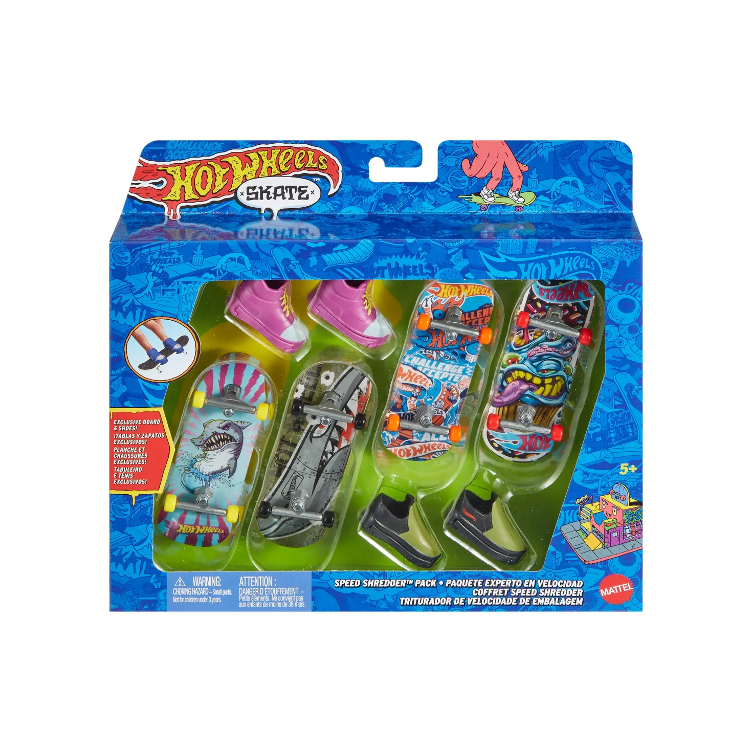 HOT WHEELS SKATE FINGERBOARD & SHOE 4 PACK