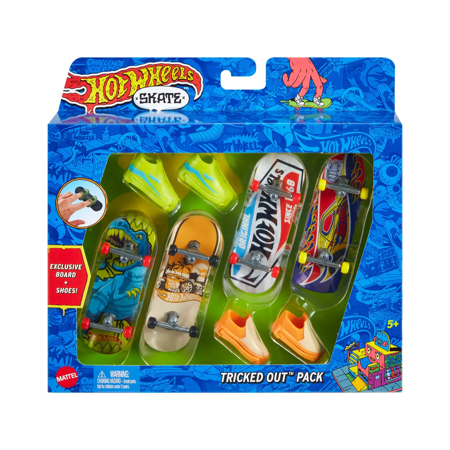 HOT WHEELS SKATE FINGERBOARD & SHOE 4 PACK