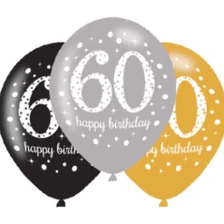 Ilmapallo 28 cm 60 Happy Birthday 6 kpl/pss