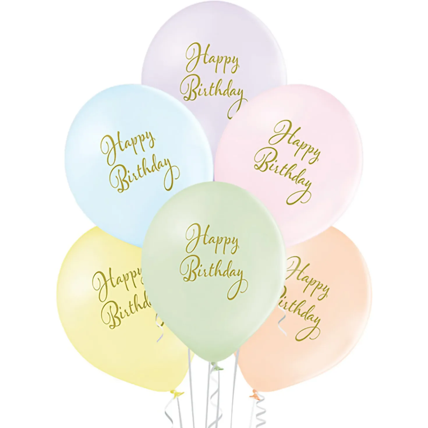 Ilmapallo 30 cm Happy Birthday pastellivärit 6 kpl/pss