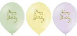 Ilmapallo 30 cm Happy Birthday pastellivärit 6 kpl/pss