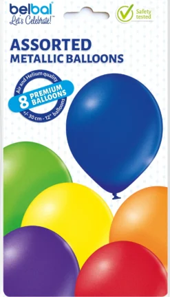 Ilmapallo 30 cm metallinhohtovärisekoitus 8 kpl/pss