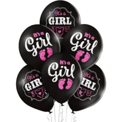 Its a Girl ilmapallo 30 cm musta 6 kpl/pss
