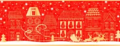 Joulukortti 21 x 8 cm - joulupukin rekiretki punainen