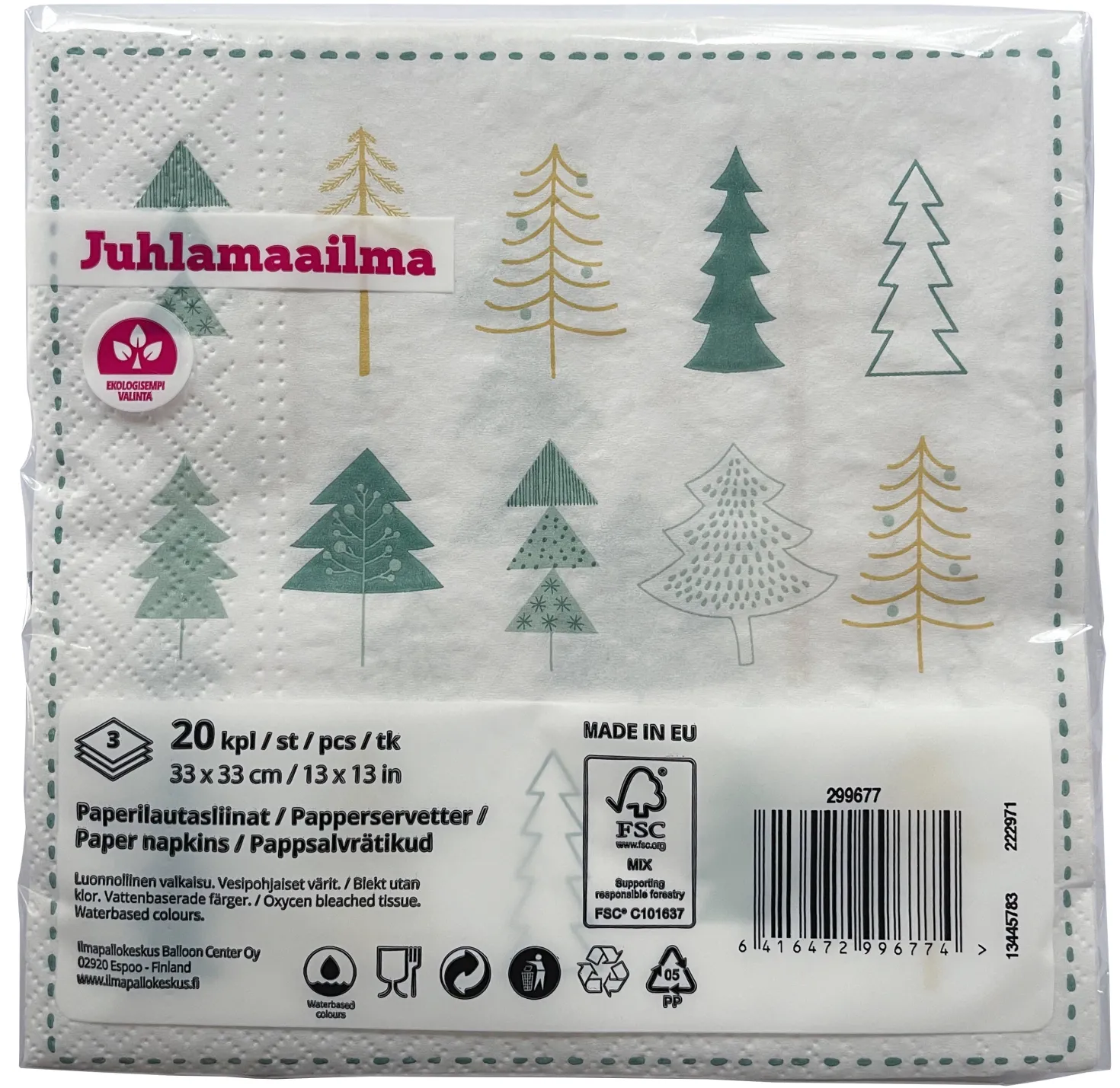 Joulukuuset lautasliina 33 x 33 cm 20 kpl/pkt