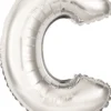 Kirjainfolio C hopeanvärinen puhallettava 34 cm