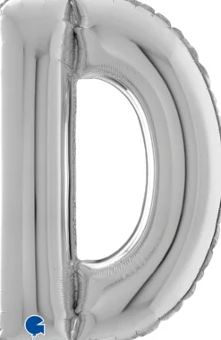 Kirjainfolio D hopeanvärinen 75 cm