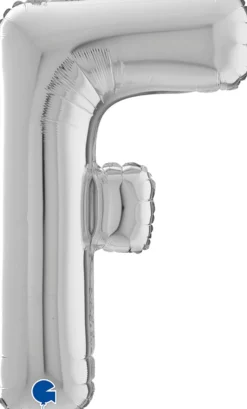 Kirjainfolio F hopeanvärinen 75 cm