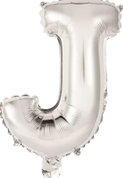 Kirjainfolio J hopeanvärinen puhallettava 34 cm