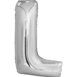 Kirjainfolio L hopeanvärinen 86 cm