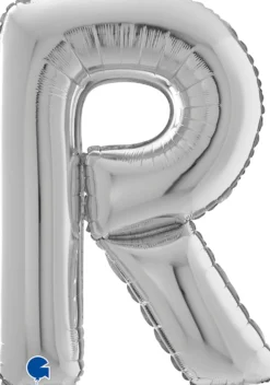 Kirjainfolio R hopeanvärinen 75 cm