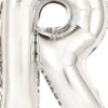 Kirjainfolio R hopeanvärinen puhallettava 34 cm