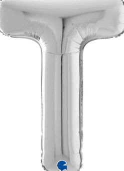 Kirjainfolio T hopeanvärinen 75 cm