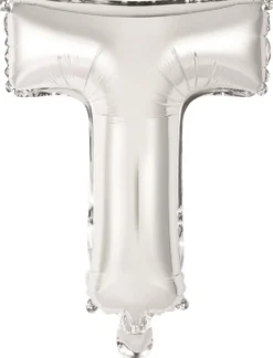 Kirjainfolio T hopeanvärinen puhallettava 34 cm