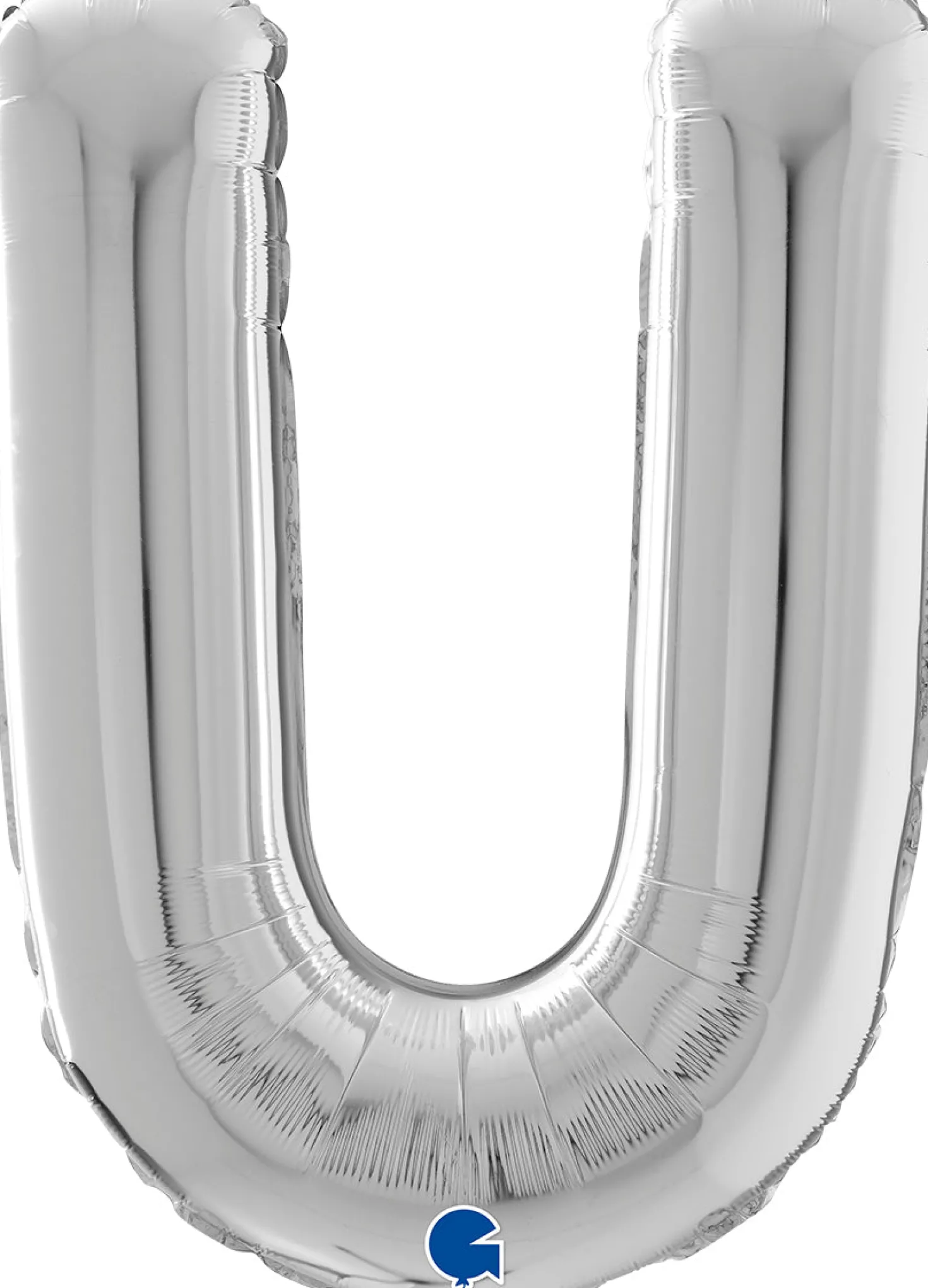 Kirjainfolio U hopeanvärinen 75 cm
