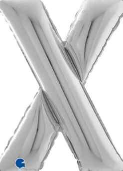 Kirjainfolio X hopeanvärinen 75 cm